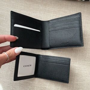 Brand new never used - Coach - black leather bifold wallet with insert